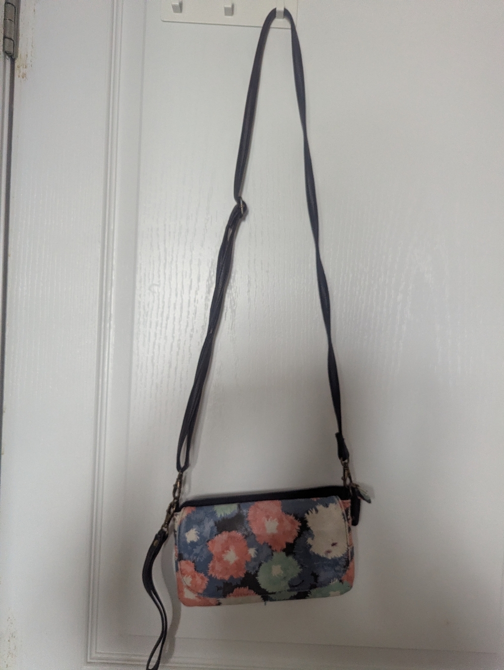 Floral Crossbody Bag in Navy and Coral